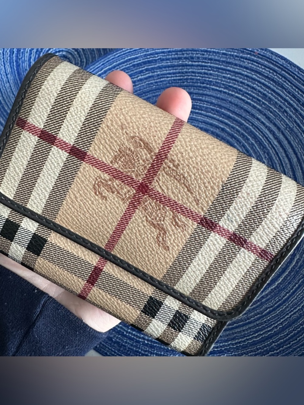 Burberry Beige Black Red Check Wallet - Picture 7 of 15